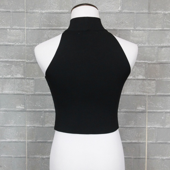 Oliveacous Choker Cutout Black Crop Top - Picture 7 of 8